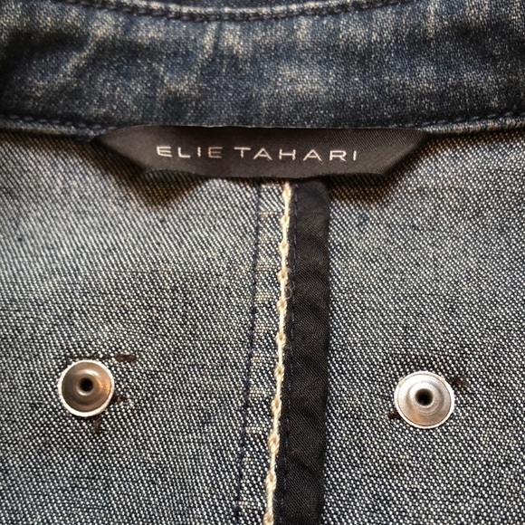 SALE! Vintage Elie Tahari Tapered Fitted Denim Jacket High Quality Women's Small - Picture 2 of 16